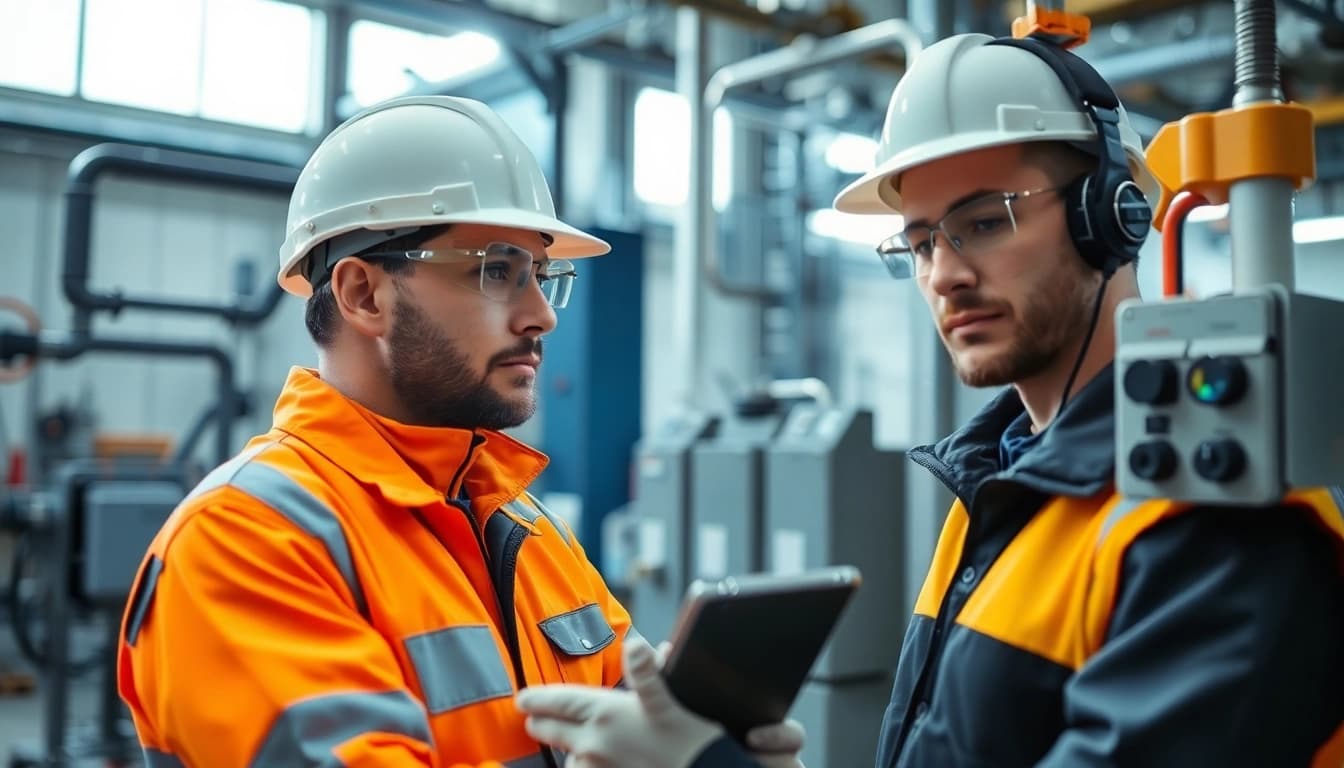 Technician performing DGUV V3 Prüfung, ensuring electrical safety and compliance in a professional setting.