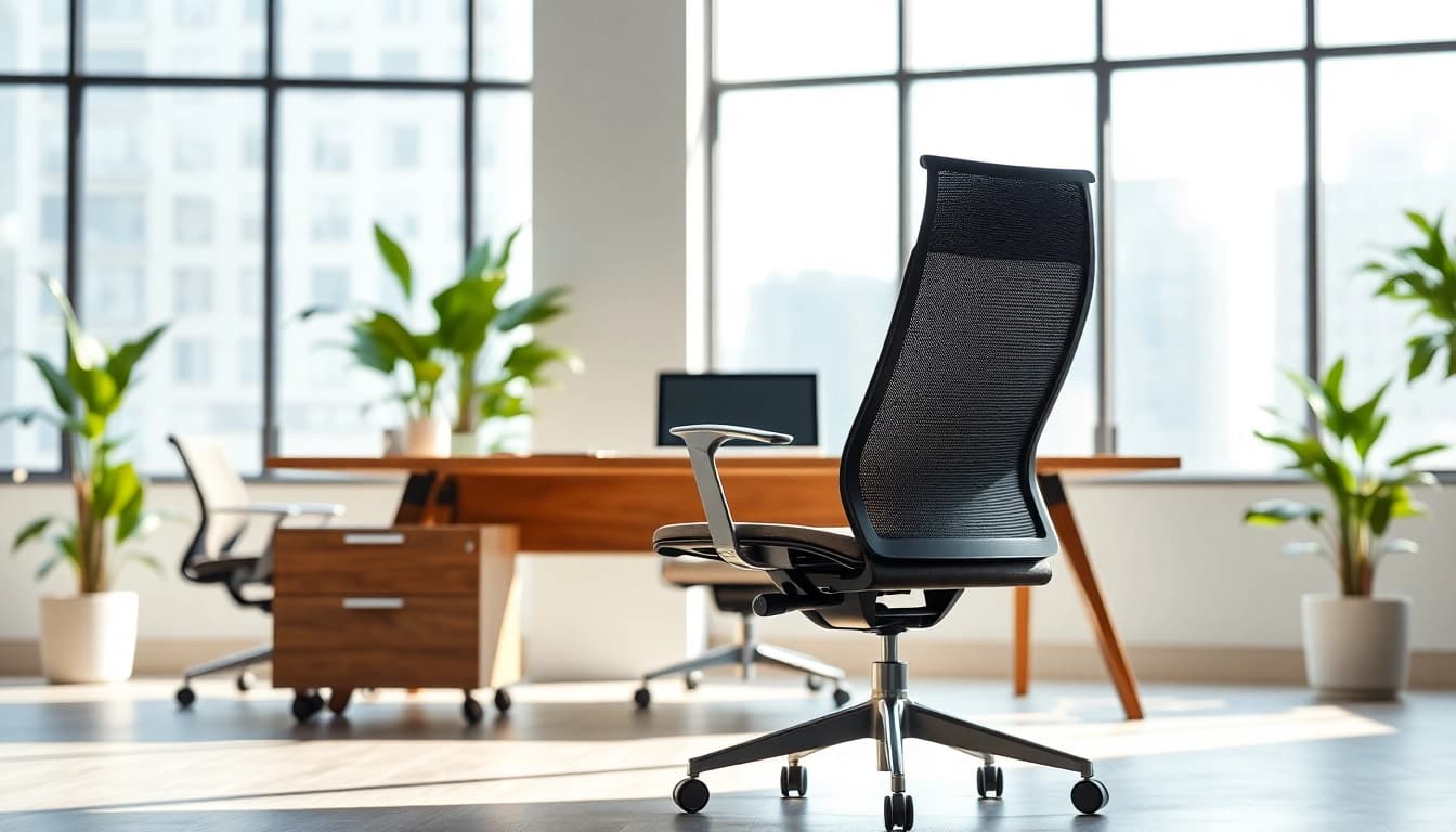 Ergonomischer Herman Miller Mirra Stuhl in modernem Büroumfeld präsentiert