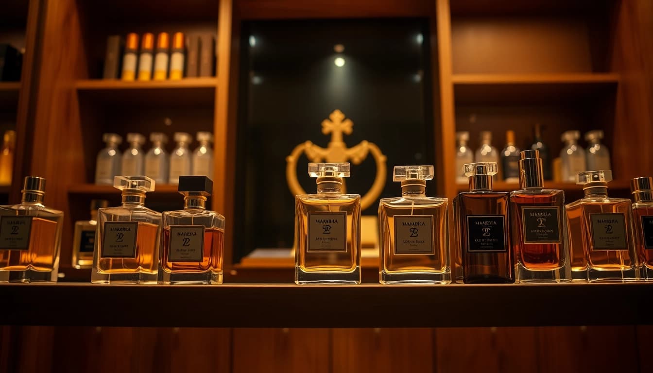 Marabika exquisite Arabic perfume collection displayed in an elegant setting.