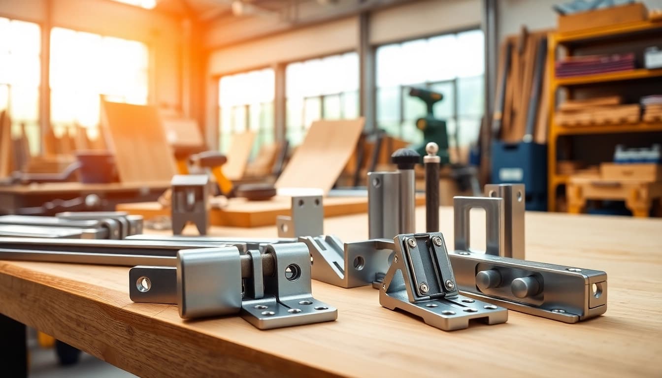 Die besten Möbelbeschläge von Möbel Hardware Manufacturers, die in einem modernen Workshop präsentiert werden.