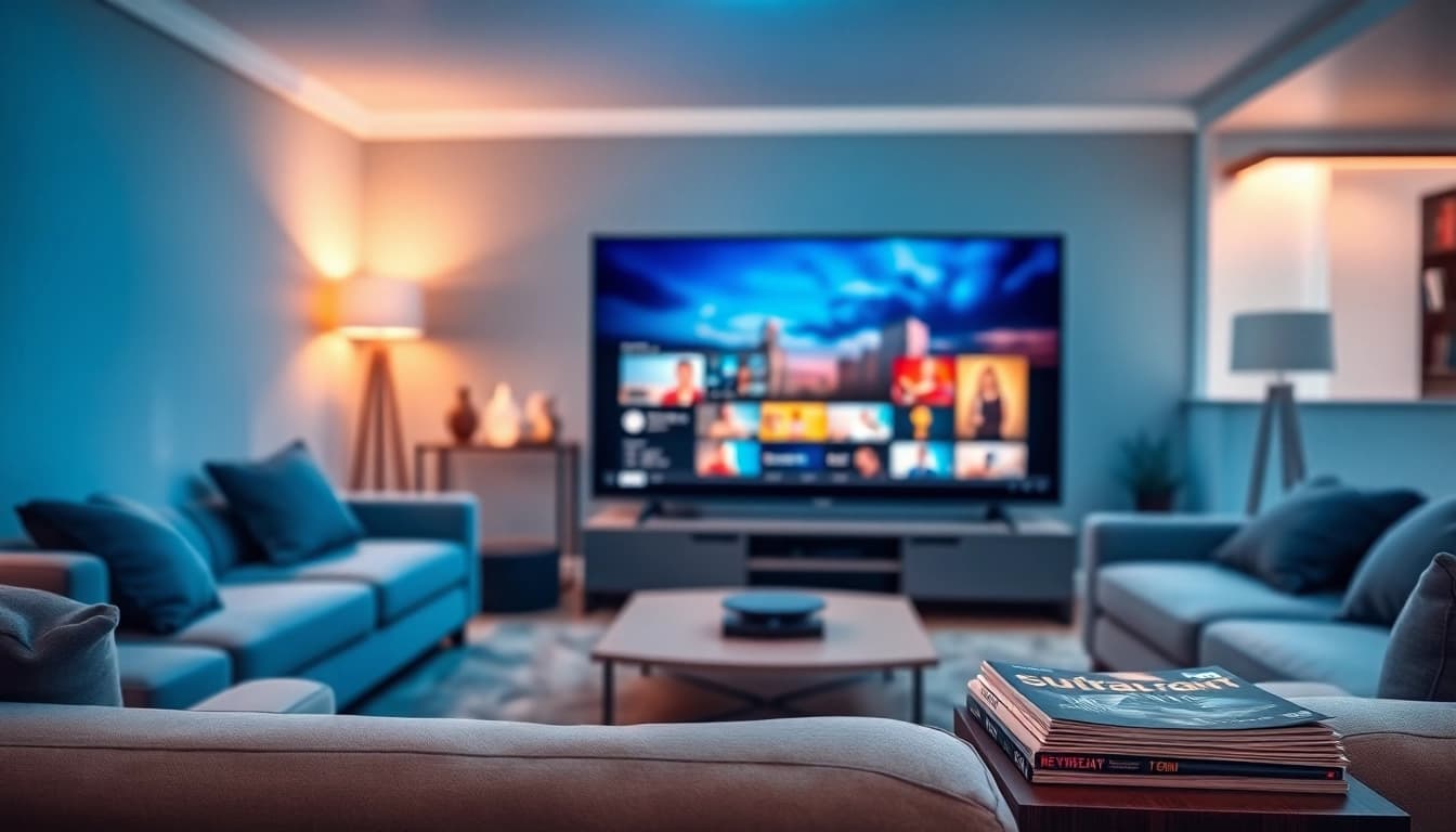 IPTV kaufen für außergewöhnliche Unterhaltung in einem modernen Wohnzimmer erleben.