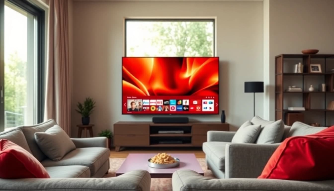 IPTV kaufen: Modernes Wohnambiente mit TV und hochwertigem Streaming-Erlebnis.