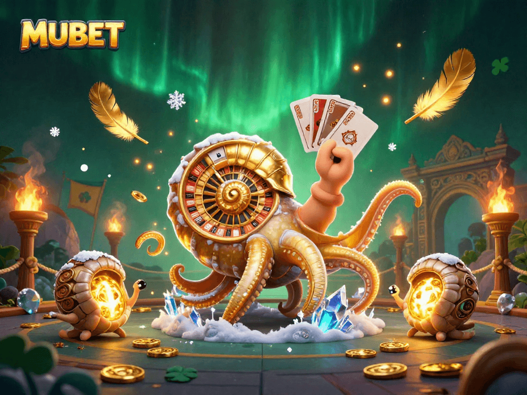 Engage with MUBET's thrilling casino scene showcasing an ancient giant nautilus in action.