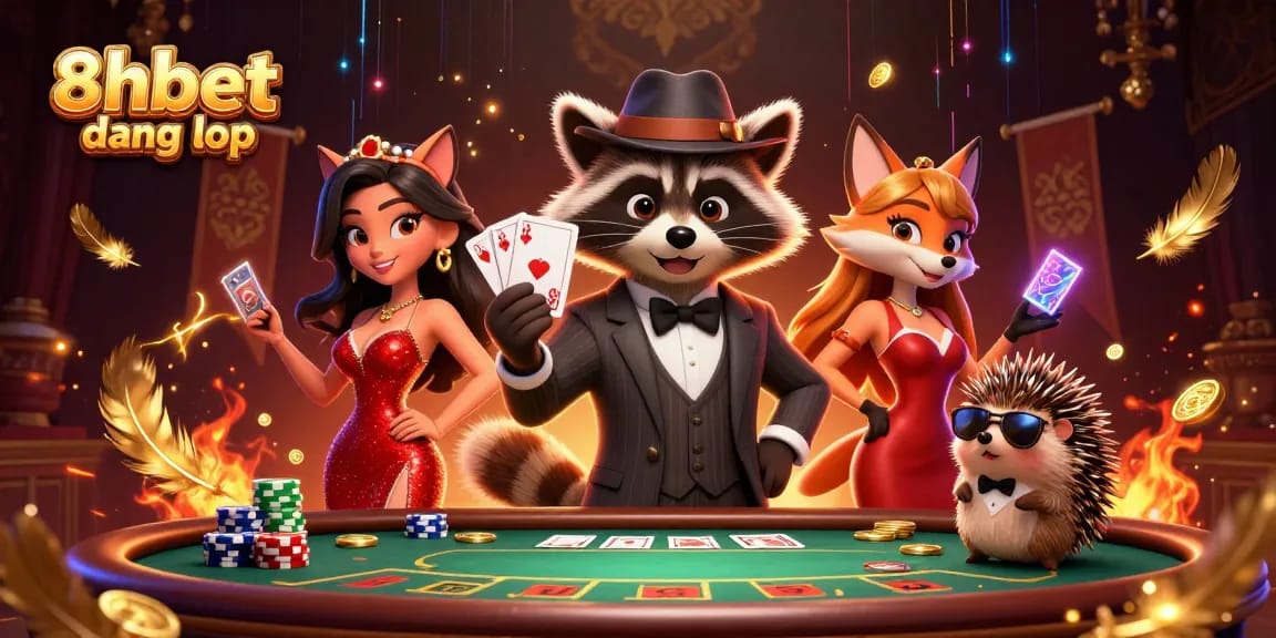 Play and win with 8xbet đăng nhập for an exciting gambling experience featuring casino characters.