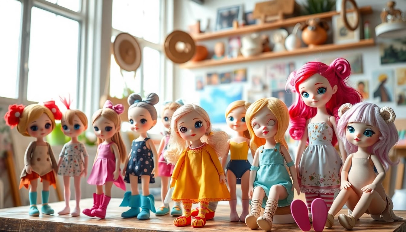 Die liebevoll gestalteten Gutdolls in einem hellen, kreativen Studio.