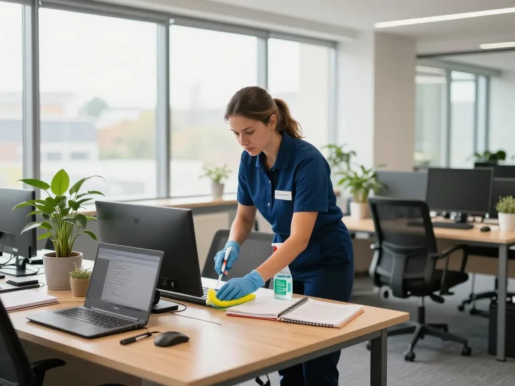 Büroreinigung für Firmen in Münster mit umweltfreundlicher Reinigung in einem modernen Büro.
