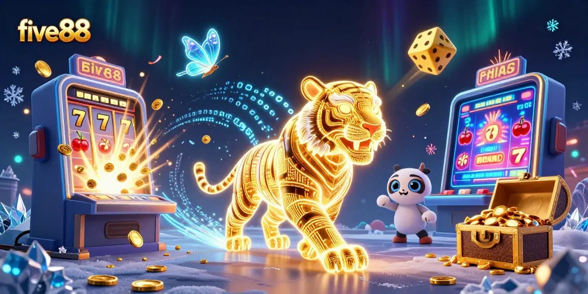 Experience five88's vibrant casino scene with golden tiger and exciting jackpots.