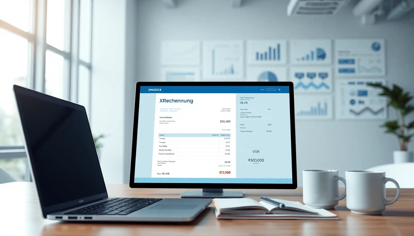 XRechnung digital invoice processing example with charts and graphs