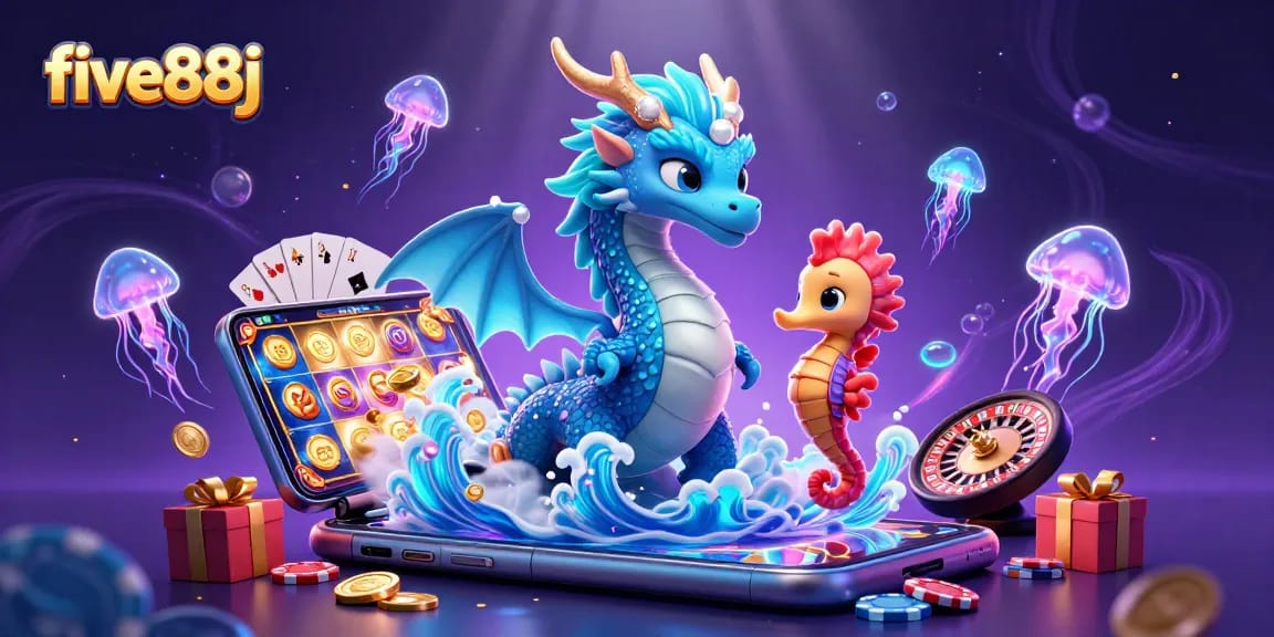 Experience five88j with captivating gaming elements including dragons and jellyfish.