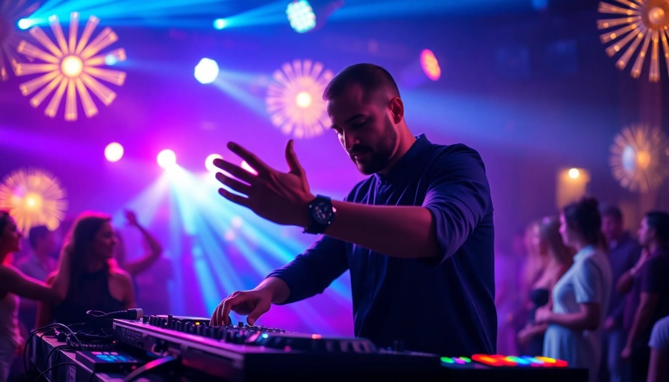 DJ aus München begeistert das Publikum mit aufregender Musik und elektrisierender Energie.