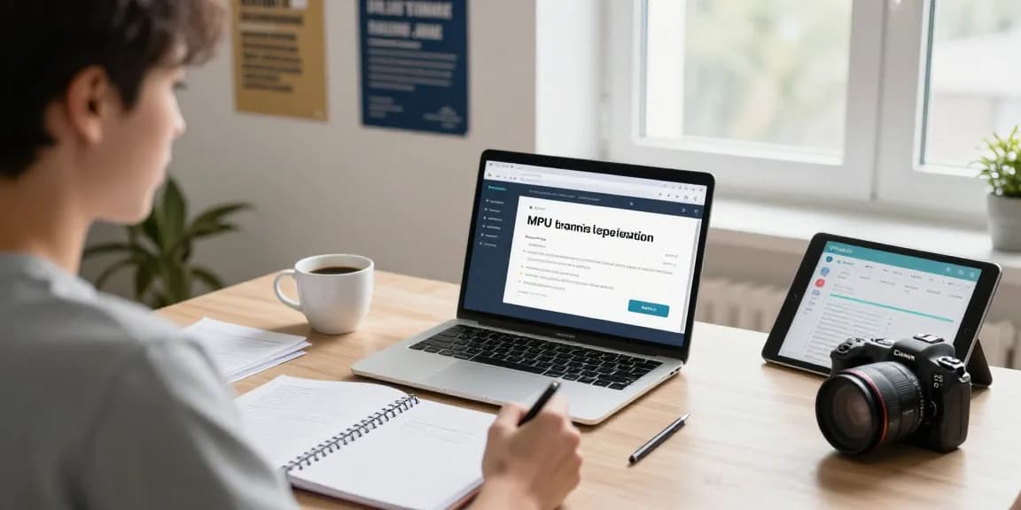 MPU Vorbereitung Online-Sitzung an einem Schreibtisch mit Laptop und motivierenden Elementen.