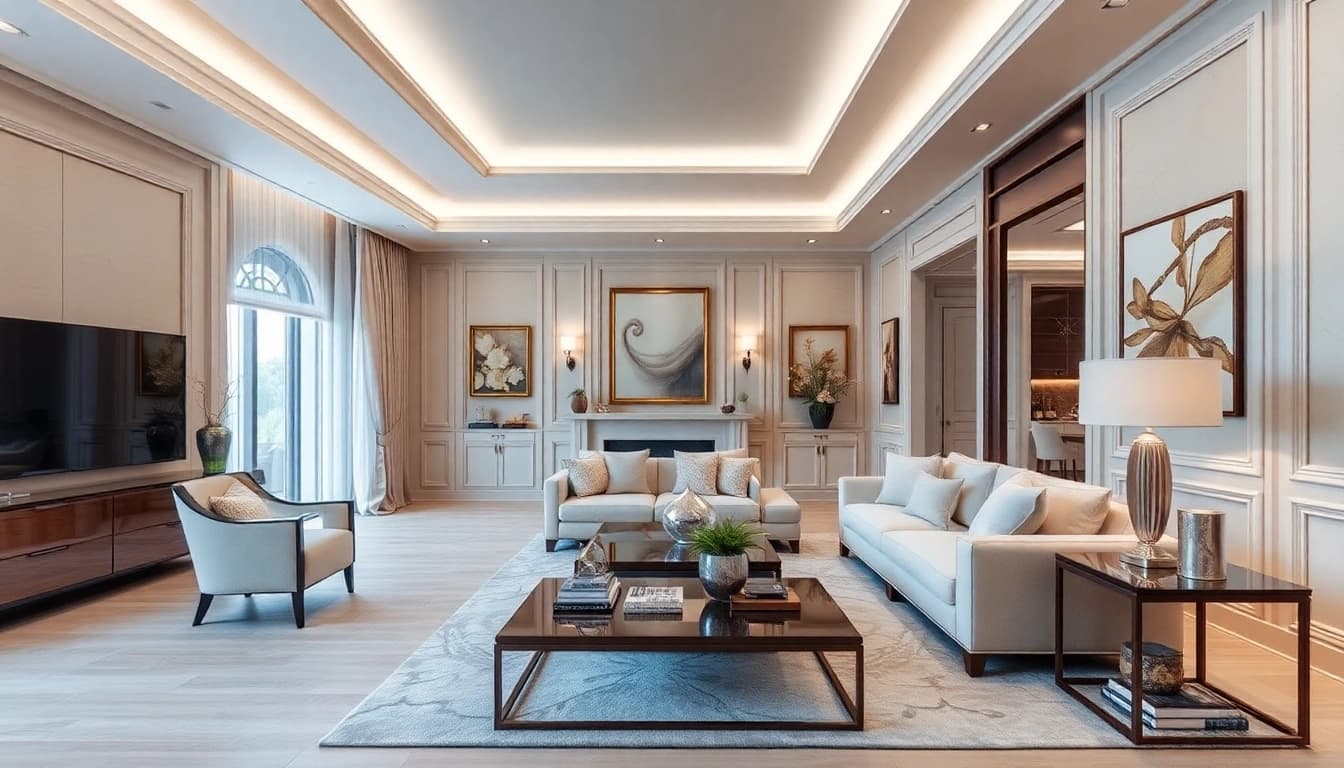 Experience Luxury in a beautifully designed living room with elegant furniture and inviting ambiance.