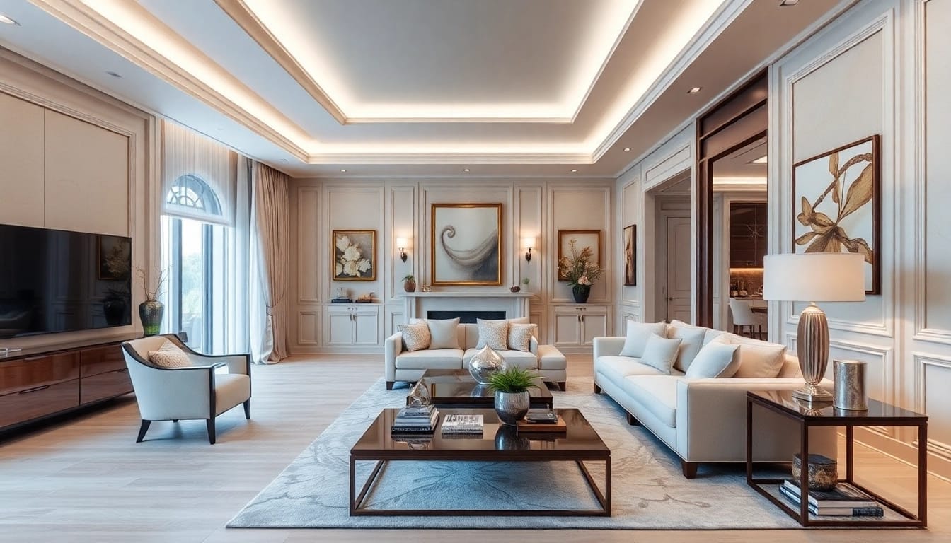 Experience Luxury in a beautifully designed living room with elegant furniture and inviting ambiance.