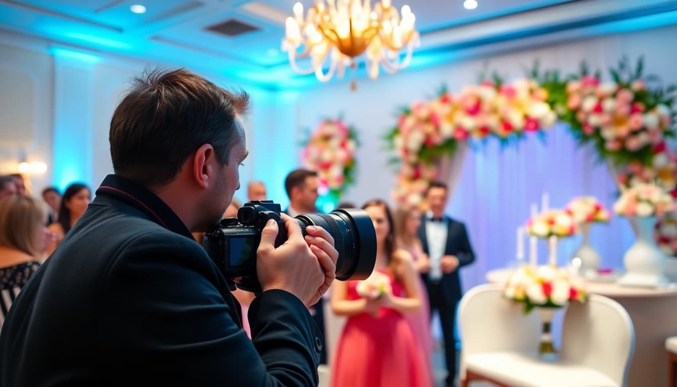 Eventfotograf München bei der Aufnahme eines unvergesslichen Moments auf einer Hochzeit.