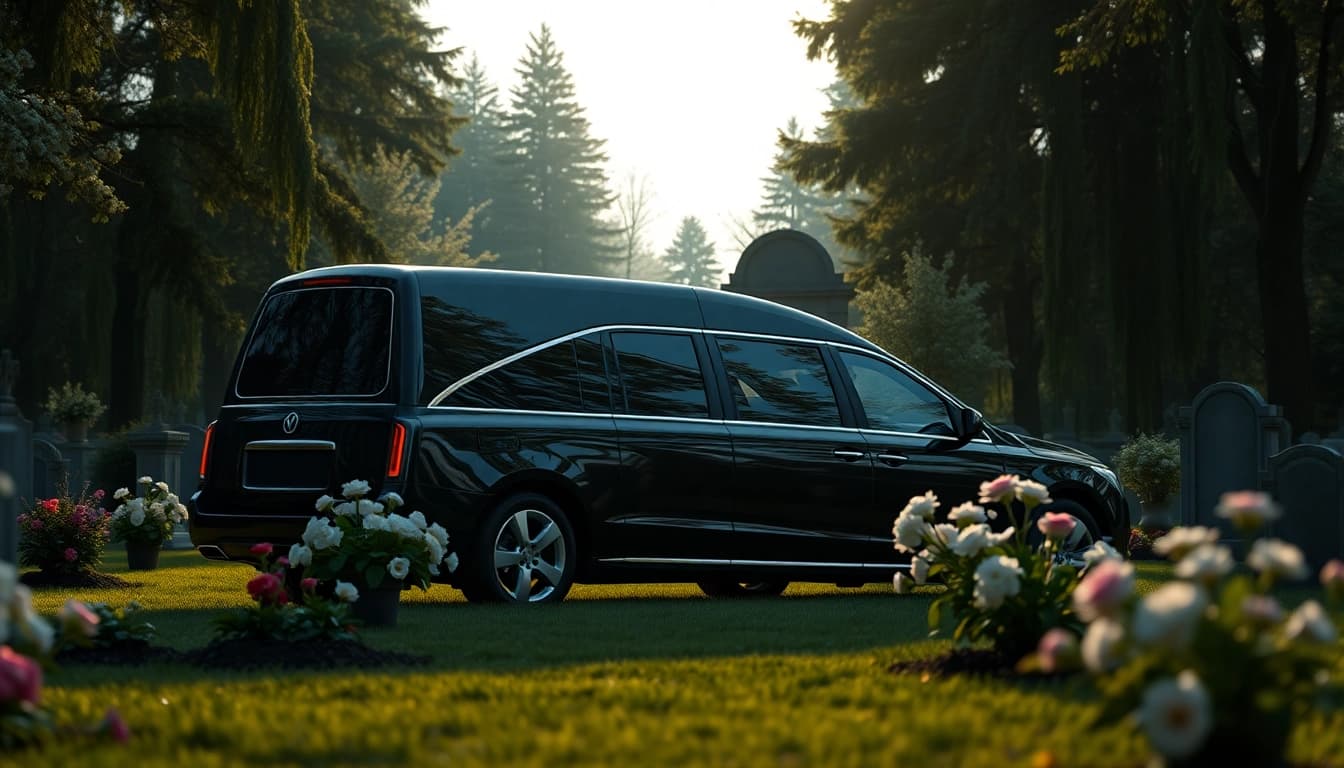 Prevoz pokojnika iz Njemačke u BiH uz dostojanstveni crni automobil u mirnom okruženju.