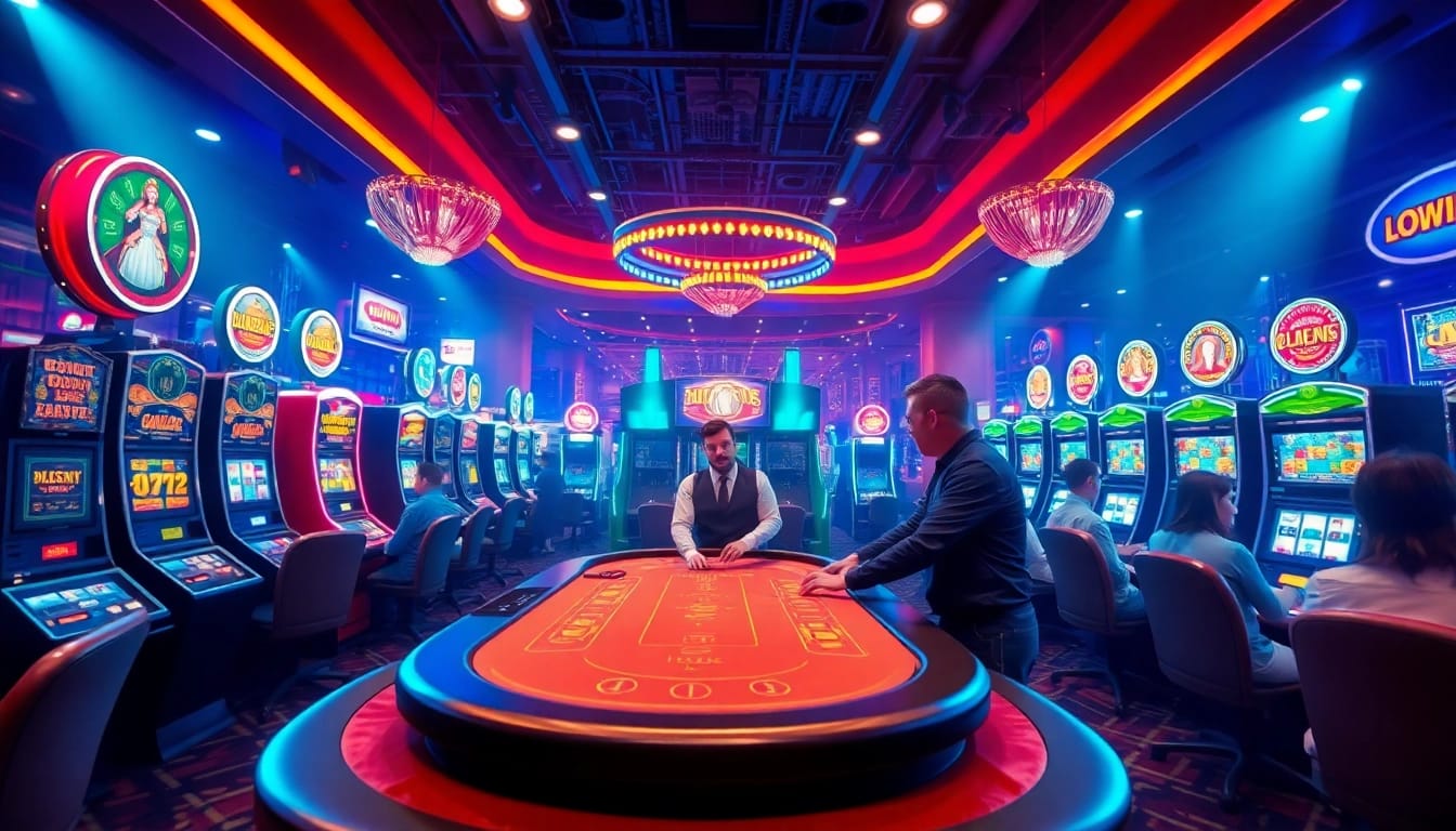 LolaJack Casino bietet eine aufregende Atmosphäre für Spieler an einem luxuriösen Spieltisch.