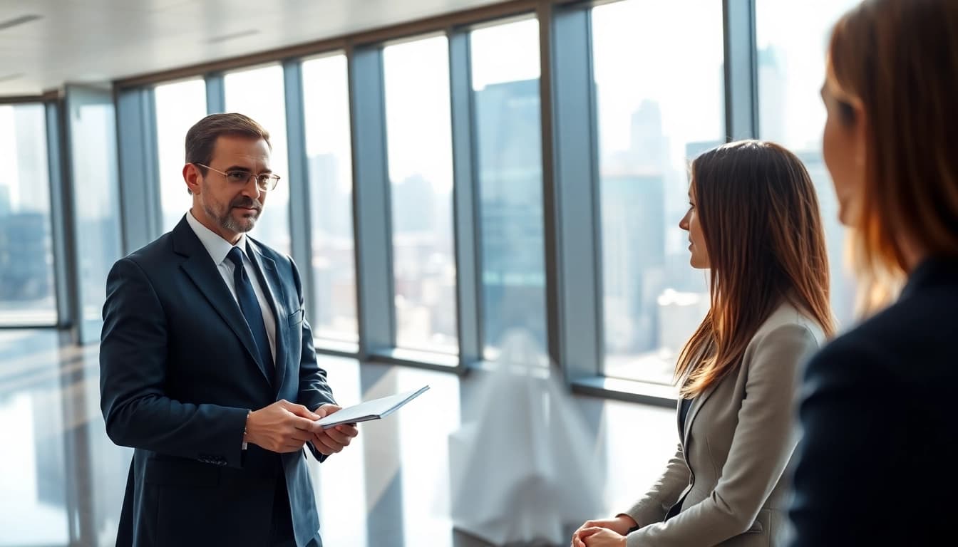 Headhunter Schweiz im Interview mit einem Kandidaten in einem modernen Büro.