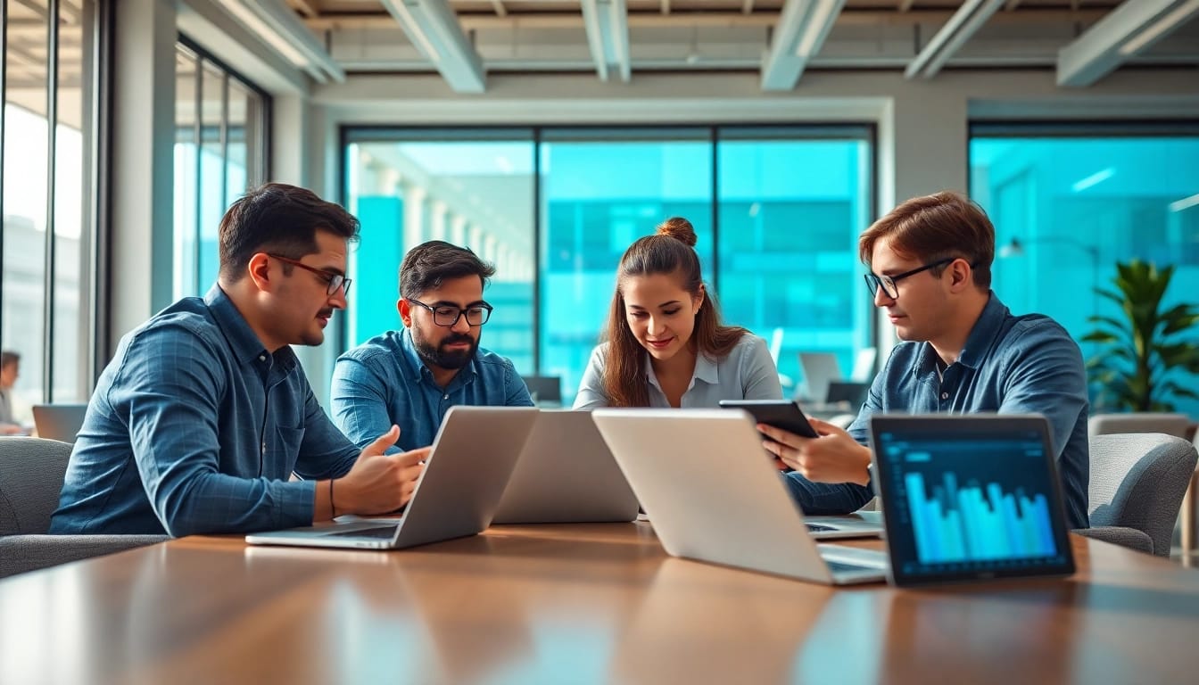 Effektive Strategien im Online Marketing werden in einem modernen Büro entwickelt.