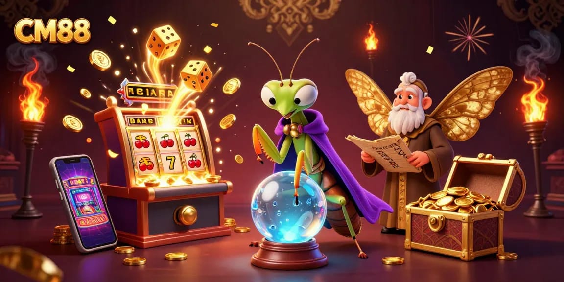 Bet on fantastic winnings at CM88 with this vibrant, magical casino scene.