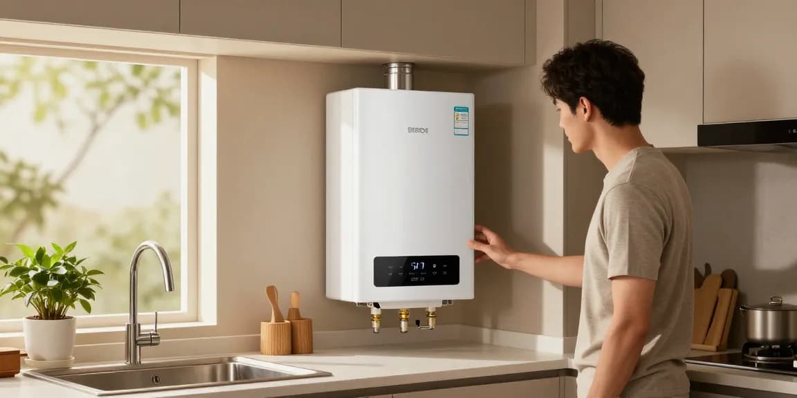 Stiebel Eltron elektrischer Wassererhitzer unter der Küchenspüle, der innovatives Design und Energieeffizienz zeigt.