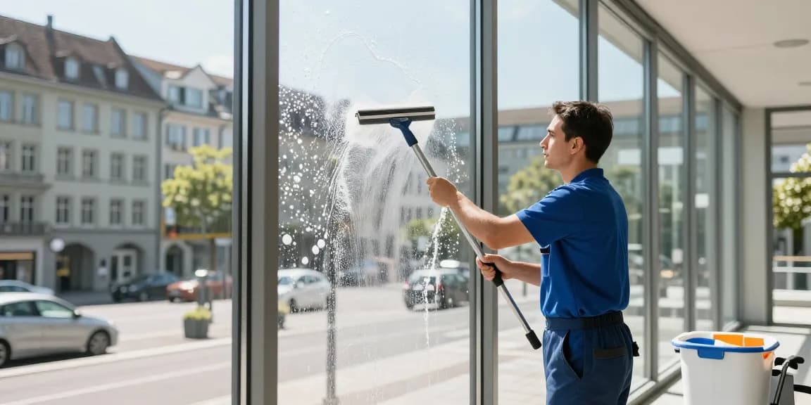 Expert fensterreinigung solothurn service in action with cleaner at work.