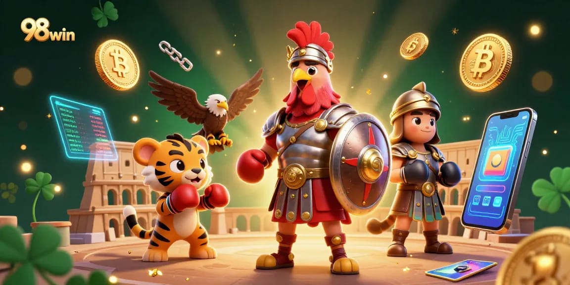Experience thrilling gameplay at 98win with vibrant 3D characters and crypto elements.