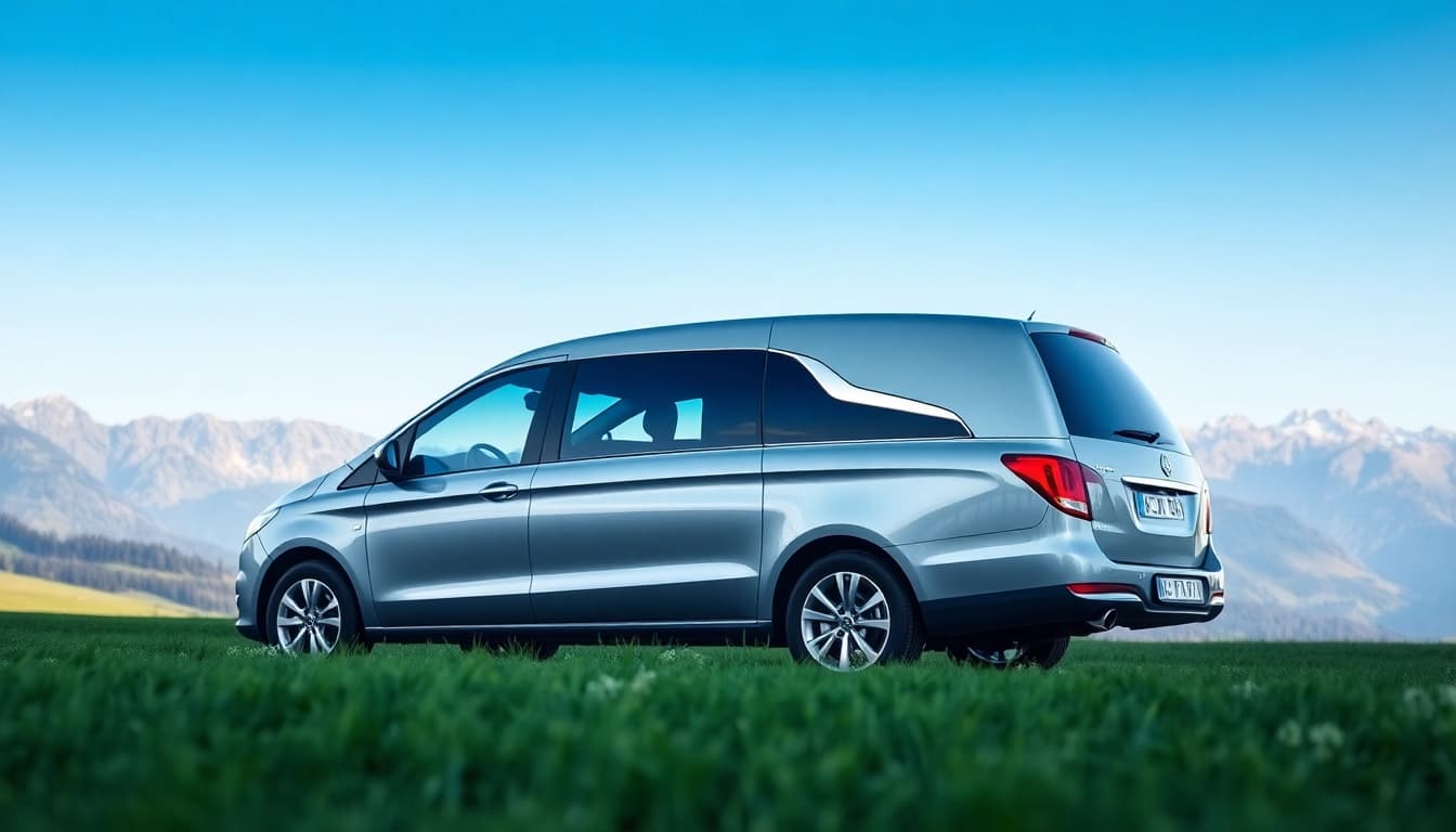 Transport pokojnika iz Švicarske uz savremeni luksuzni automobil u predivnom pejzažu.