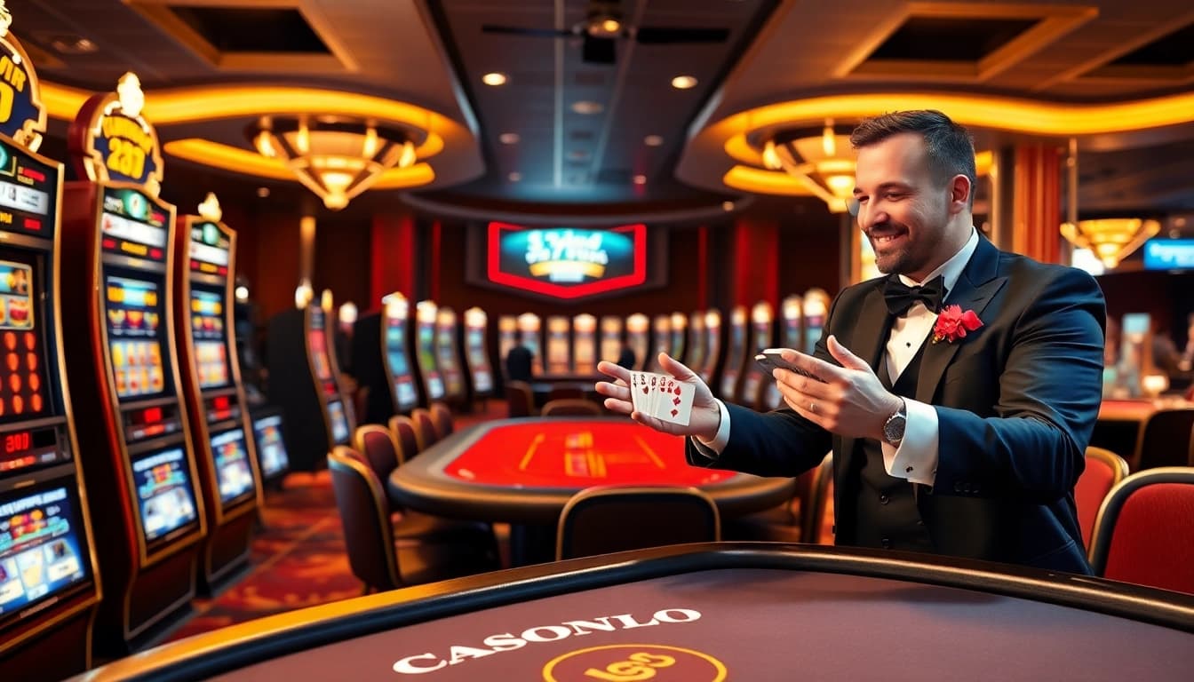 Erleben Sie die Aufregung des casino online schweiz mit einem lebhaften Bild der Casino-Spiele und Atmosphäre.