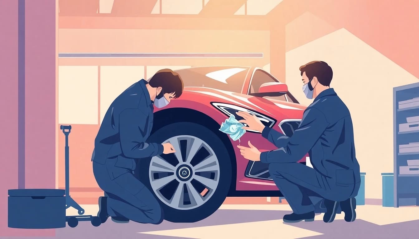 Professionelle Smart Repair in München – Fahrzeugtechniker bei der Lackreparatur mit präzisen Arbeitsgeräten.