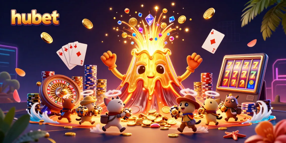 Experience hubet's thrilling eruption of treasure with vibrant casino elements.