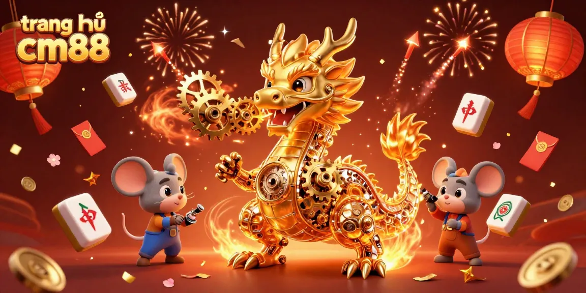 Experience the excitement of trang chủ cm88 with a golden dragon and vibrant gambling elements in stunning detail.