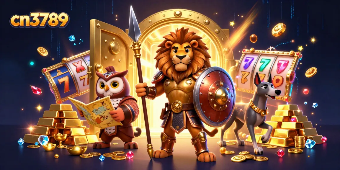 Engage in thrilling gameplay with cn3789, surrounded by gold treasures and captivating casino elements.