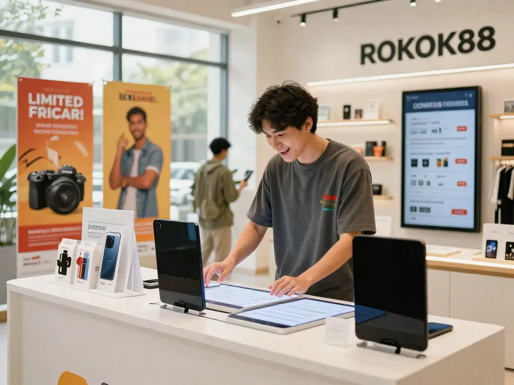 ROKOK88 interactive retail experience showcasing trendy products and promotions