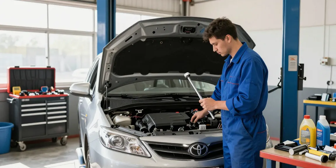 Toyota Verso wird in einer professionellen Werkstatt gewartet und zeigt die Automobilwartung.