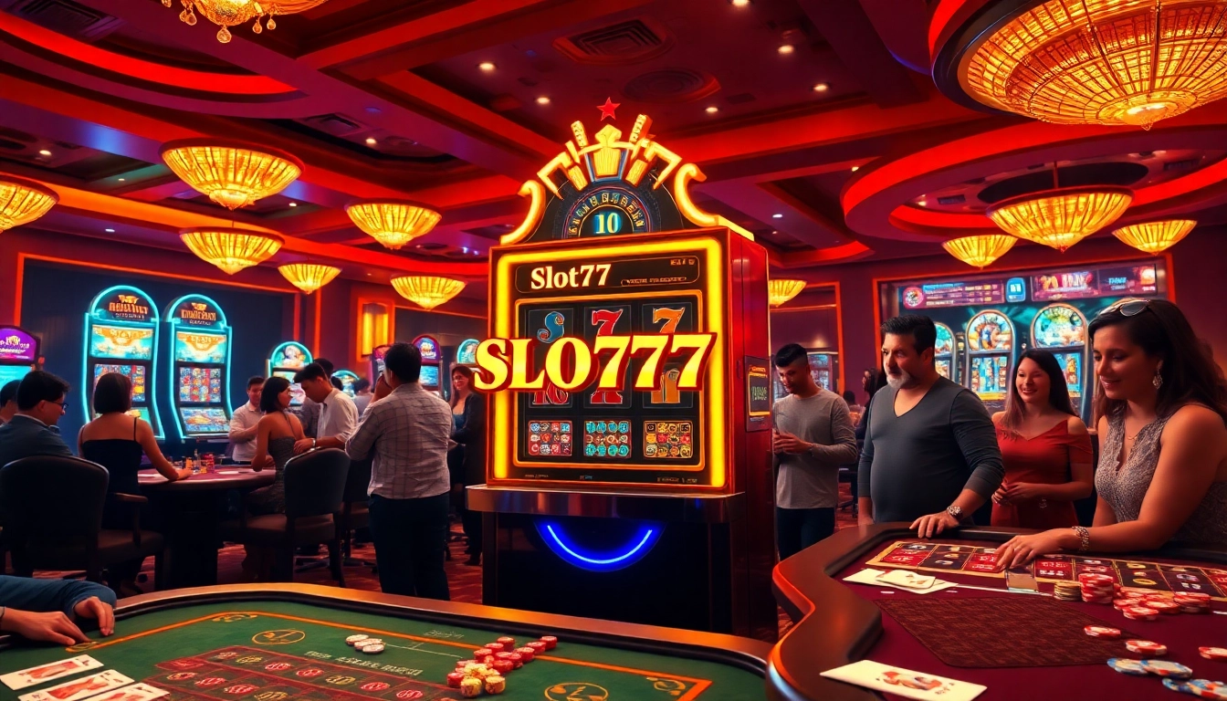 Engaging Slot777 slot machine scene in a luxurious casino environment.