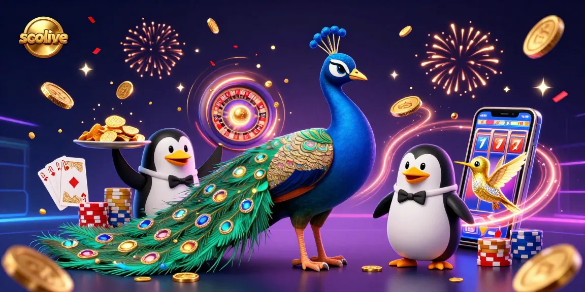Experience the excitement of socolive with golden chips and vibrant casino elements in this lively illustration.