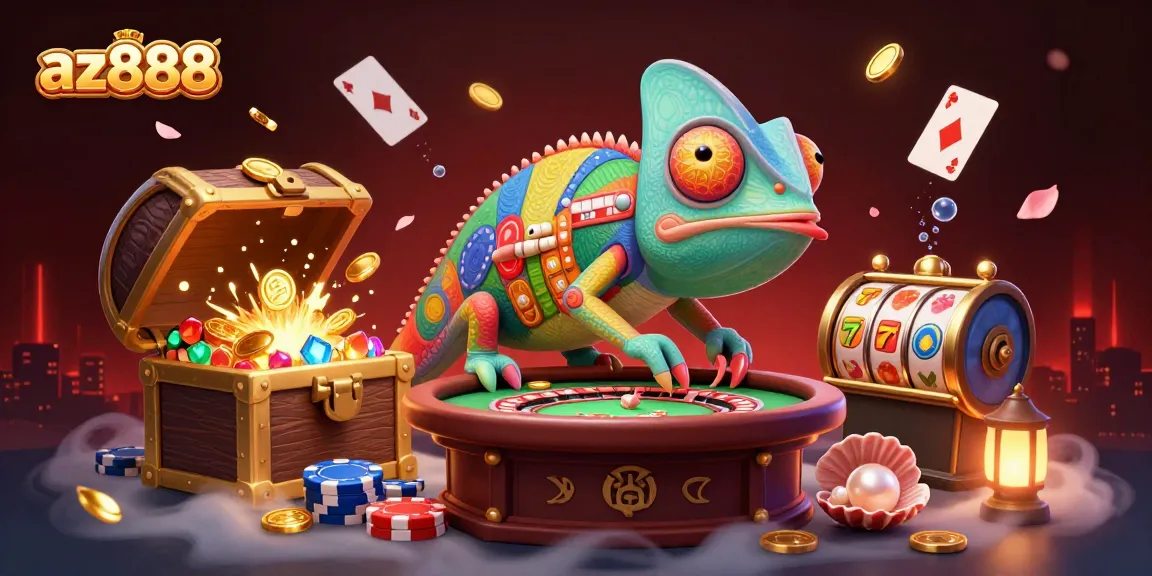 Experience dynamic gaming action with az888 in a colorful and immersive casino scene.