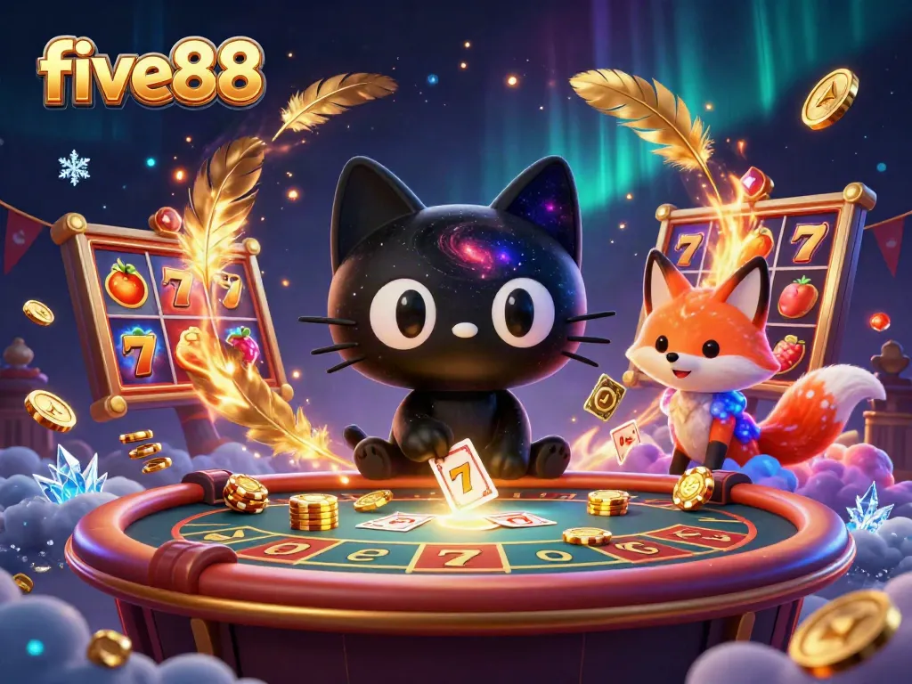 Engage in thrilling games at five88 with a galaxy-themed casino featuring vibrant characters and rich elements.