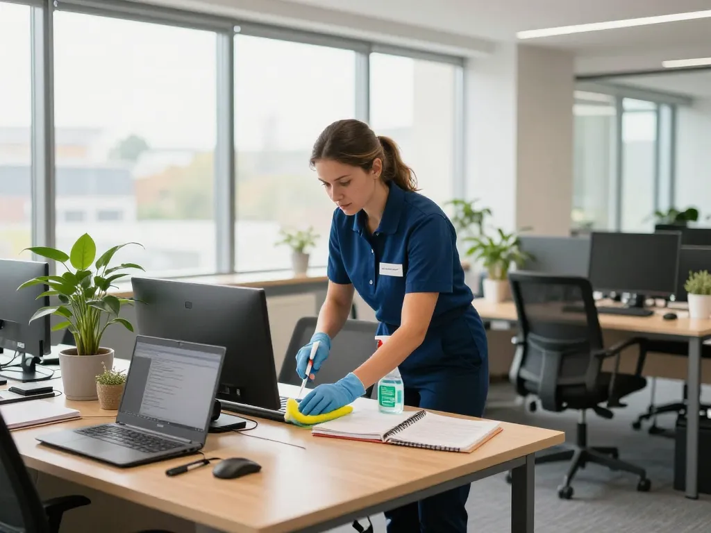 Büroreinigung für Firmen in Münster mit umweltfreundlicher Reinigung in einem modernen Büro.