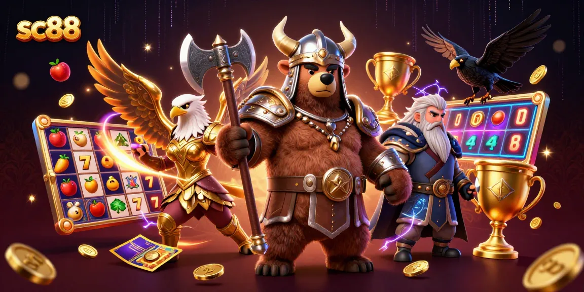 sc88 immerses players in a vibrant 3D slot game world featuring Viking legends and casino elements.