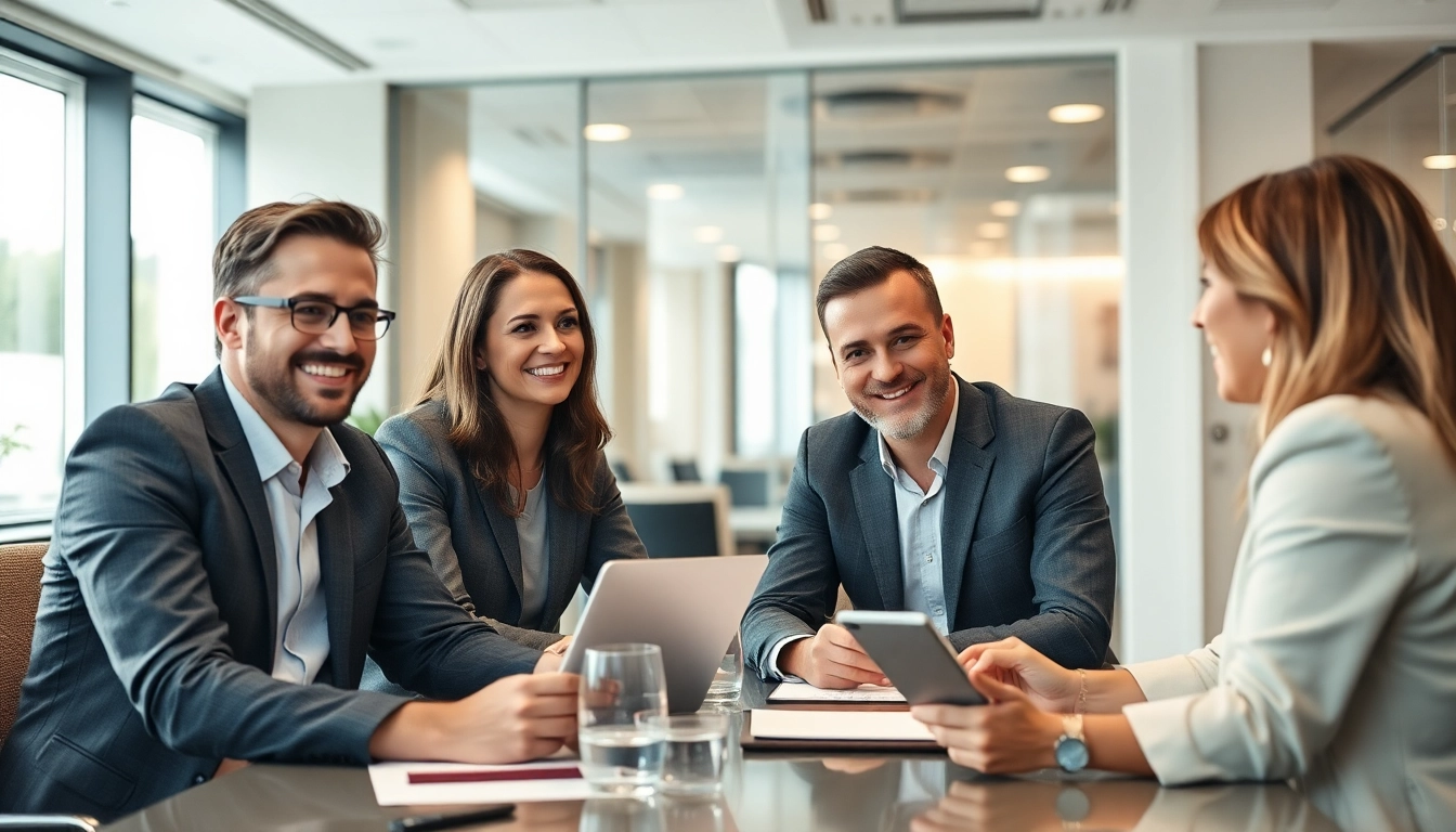 Unternehmensberatung: Unternehmensberater analysieren Daten und Strategien während eines Meetings.