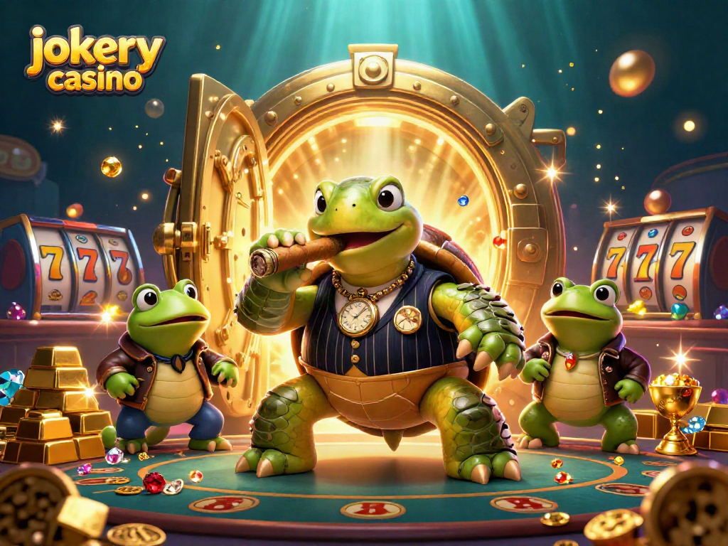 Experience thrilling gameplay at jokery casino with vibrant turtle and bullfrog characters in action.