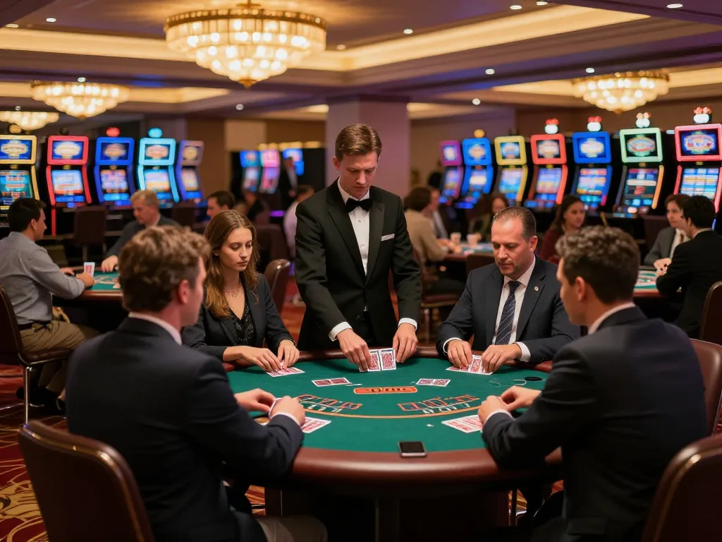 Players enjoying a thrilling blackjack game at KJC casino, capturing the vibrant atmosphere.