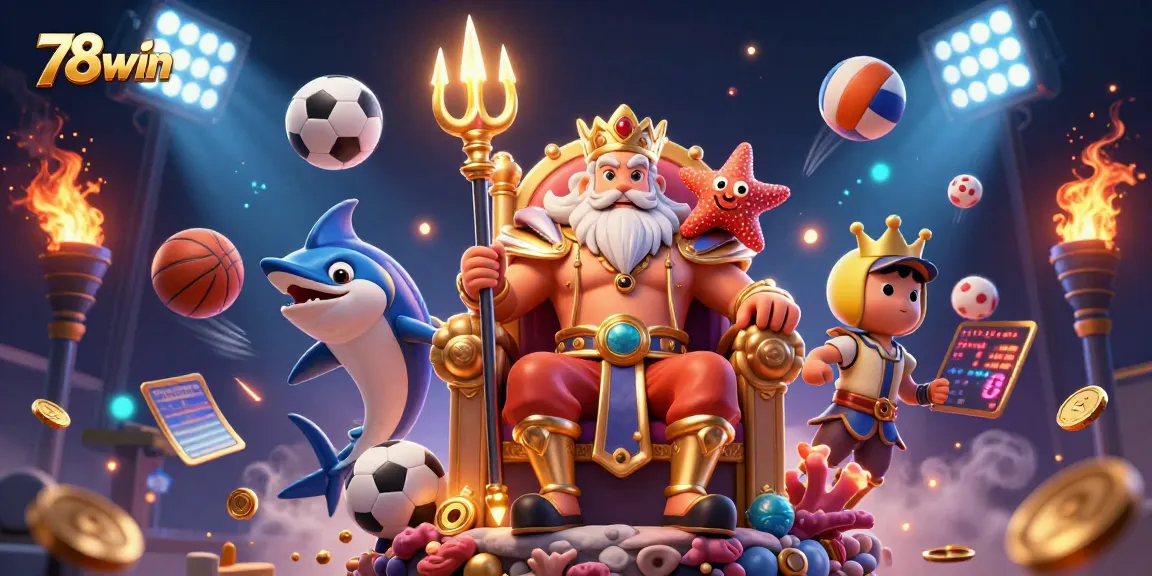 Bet with 78win and experience thrilling action in a 3D cartoon casino scene.
