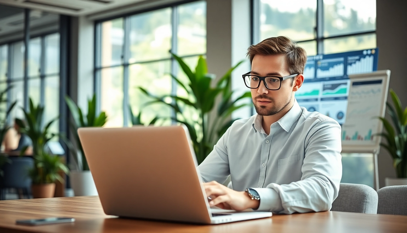 Online Marketing Datenanalyse an einem modernen Arbeitsplatz durch einen digitalen Marketingberater