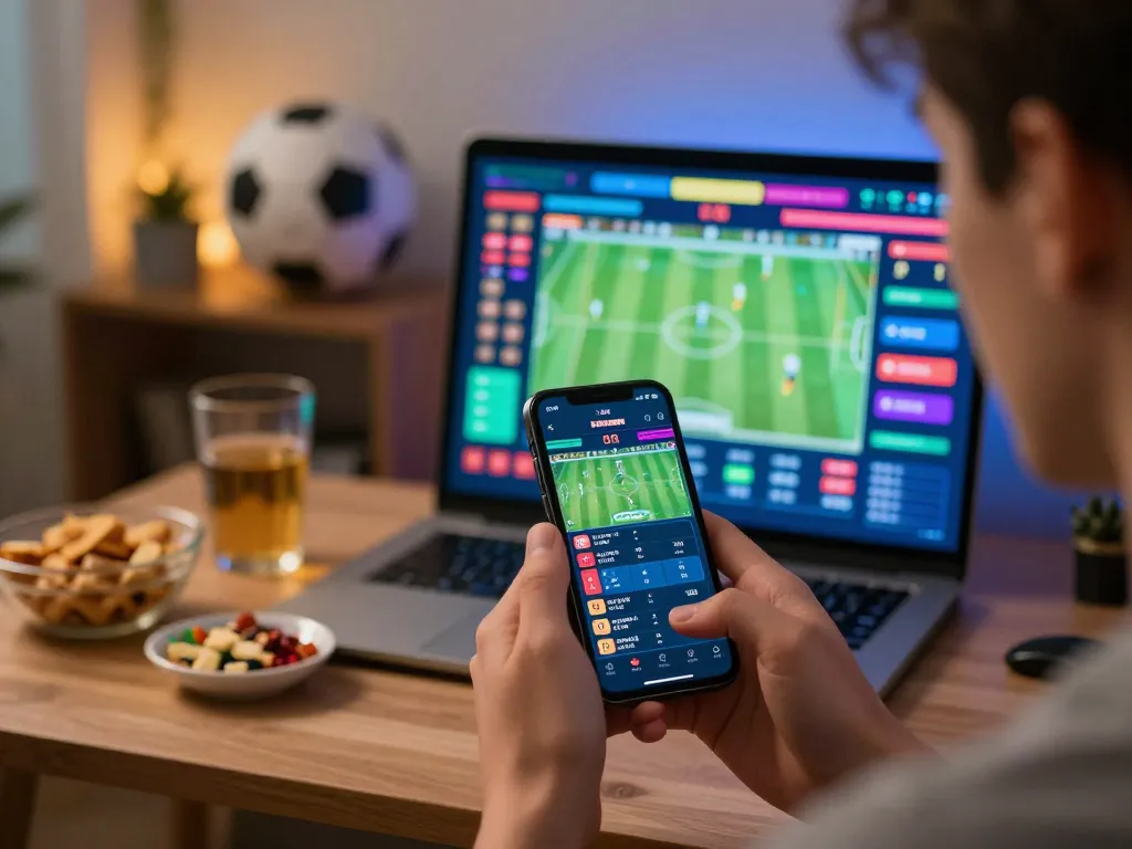 Engaged in strategic betting with nhà cái 78win using a smartphone for football odds