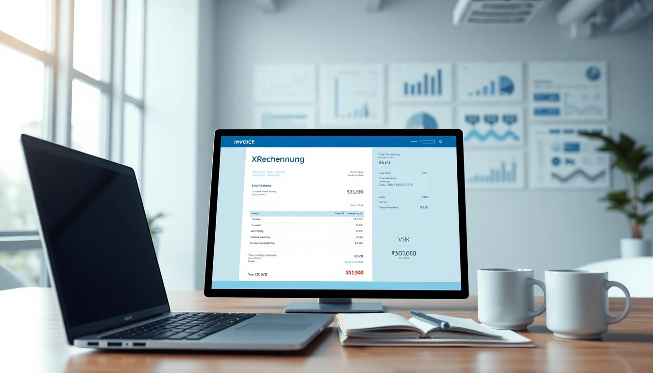 XRechnung digital invoice processing example with charts and graphs