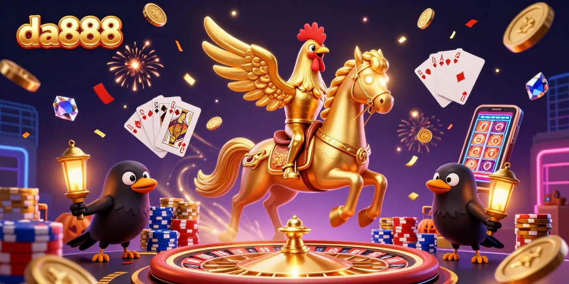 Experience da888 in a vibrant midnight casino scene filled with dazzling games and golden rewards.