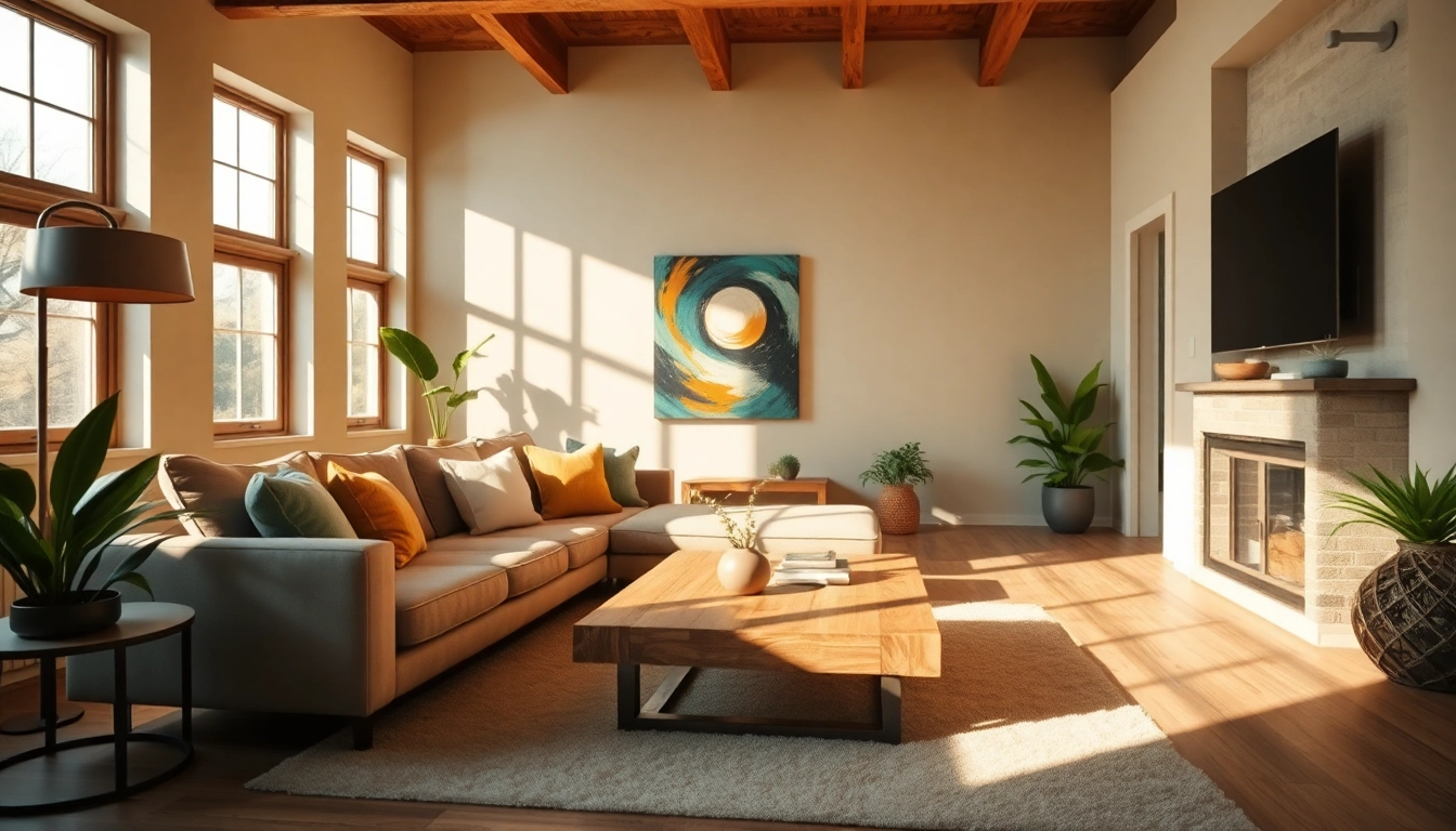 Einrichtungsideen für einen gemütlichen Wohnraum mit modernem und rustikalem Design.