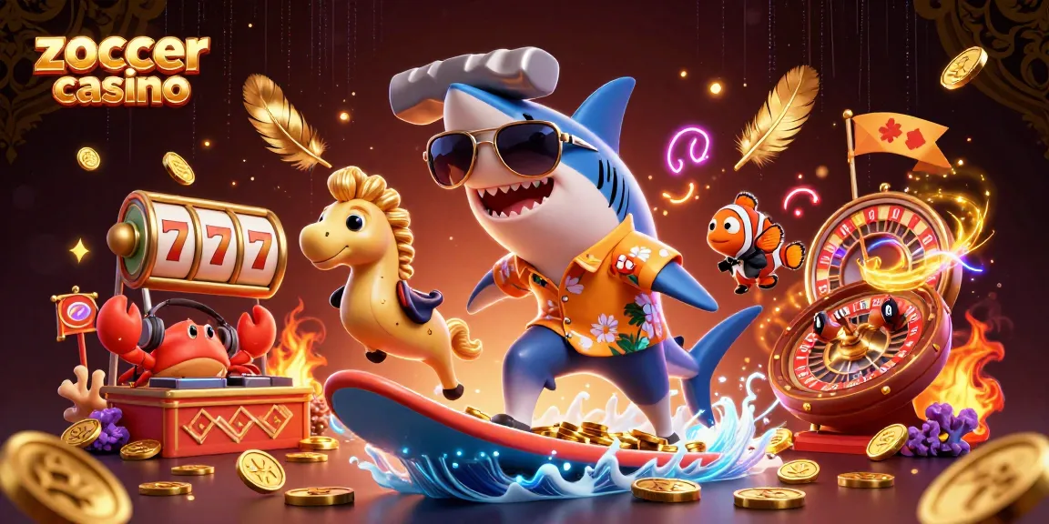 Zoccer Casino's vibrant gaming world with dynamic characters celebrating high-stakes fun.